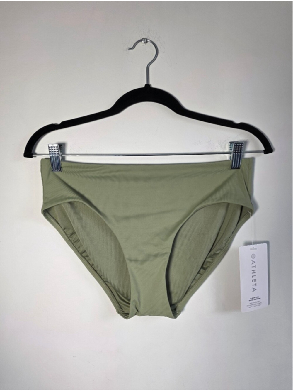 ATHLETA Clean Full Bikini Bottom Olive Green Swim Bottoms Size M NWT